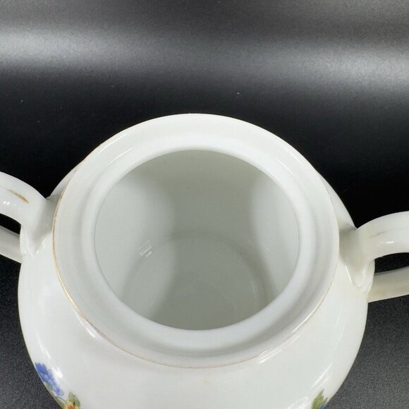 TK Thun Bohemia Czechoslovakia Sugar Bowl Porcelain Bird Flowers Pattern Vintage - Picture 11 of 15